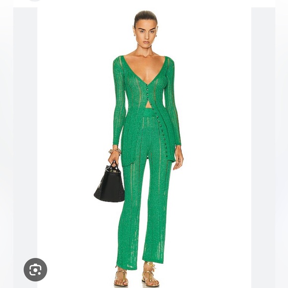 cult gaia Pants - Cult Gaia Green knit outfit